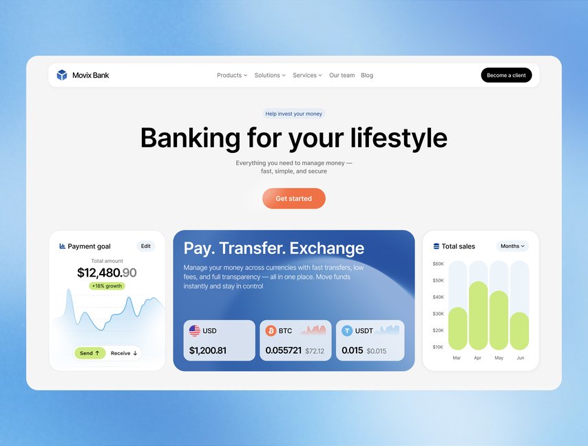 Movy Bank landing page concept